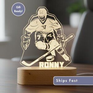 Hockey Night Light – Personalized LED Sports Room Lamp